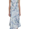 Asymmetric Draped Midi Dress