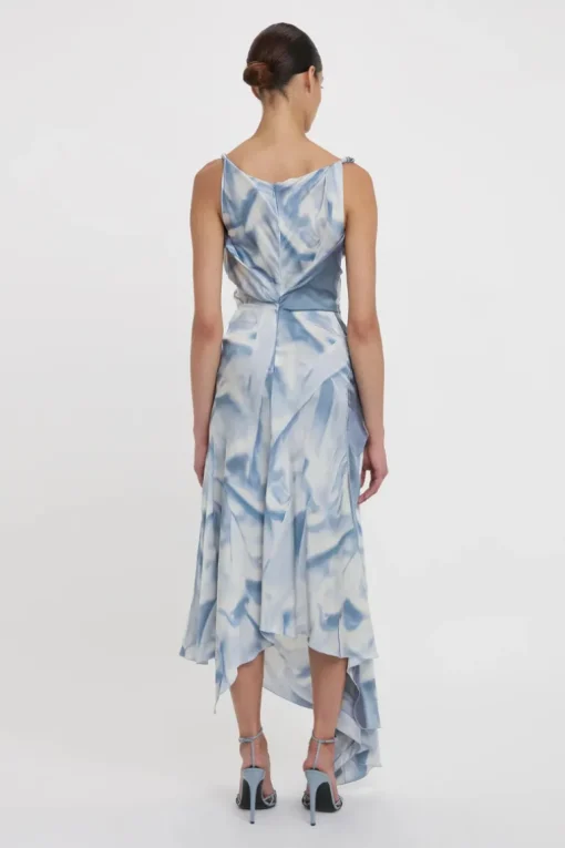 Asymmetric Draped Midi Dress