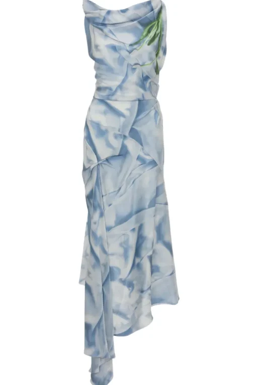 Asymmetric Draped Midi Dress