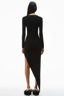 Asymmetric Long-sleeve Dress
