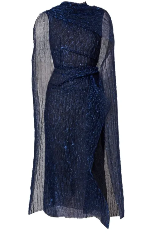 Asymmetrical Draped Midi Dress