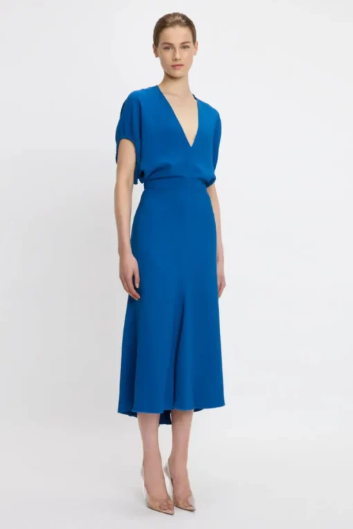 Blouson Detail Midi Dress