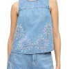 Broderie Anglaise Denim Top