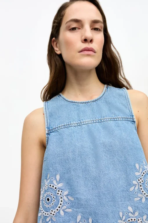 Broderie Anglaise Denim Top
