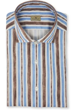 Brown Blue Stripe Shirt