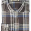 Brown Linen Plaid Shirt