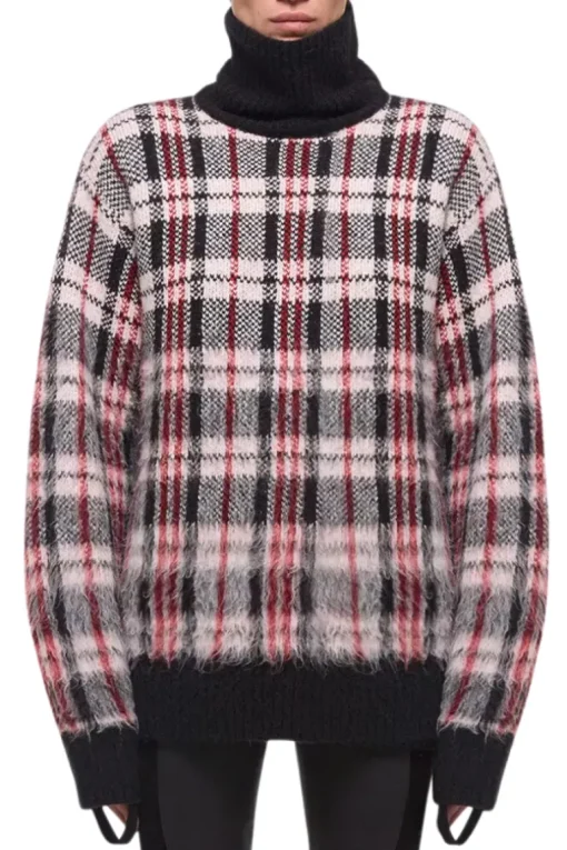 Brushed Plaid Turtleneck Sweater
