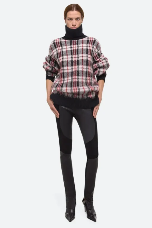 Brushed Plaid Turtleneck Sweater