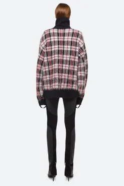 Brushed Plaid Turtleneck Sweater