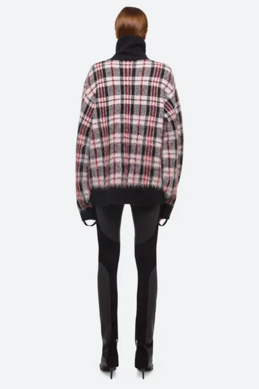 Brushed Plaid Turtleneck Sweater