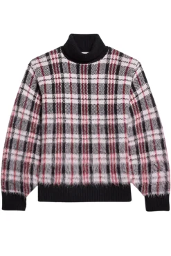 Brushed Plaid Turtleneck Sweater
