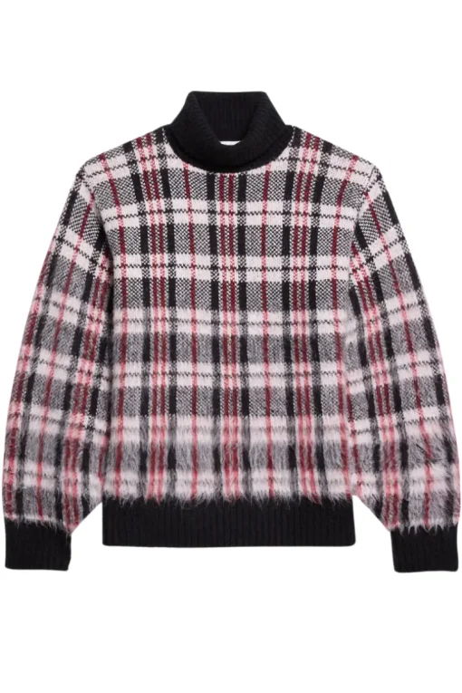 Brushed Plaid Turtleneck Sweater