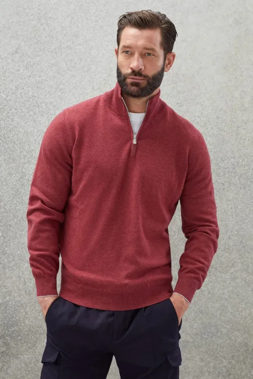 Cashmere Half-Zip Turtleneck Sweater