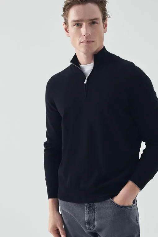 Cashmere Half-Zip Turtleneck Sweater