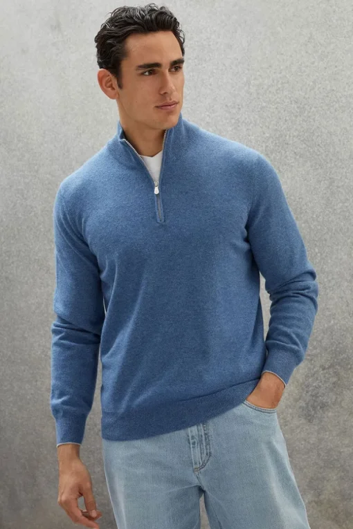 Cashmere Half-Zip Turtleneck Sweater