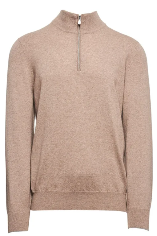 Cashmere Half-Zip Turtleneck Sweater