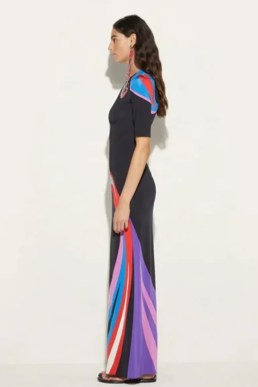 Cigni-Print Long Dress