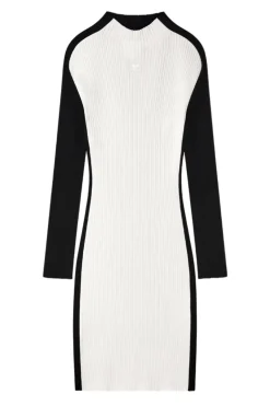 Contrast Frame Rib Knit Mini Dress