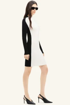 Contrast Frame Rib Knit Mini Dress