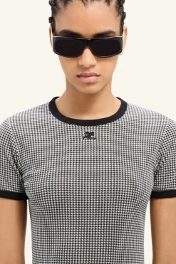 Contrast Houndstooth T-Shirt