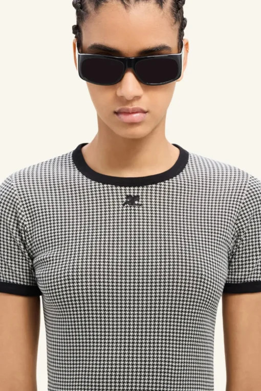 Contrast Houndstooth T-Shirt