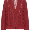 Cropped Rib Net Cardigan