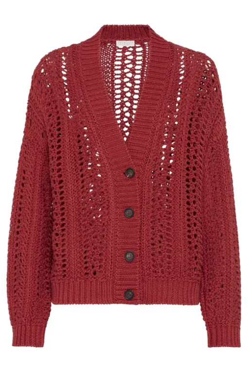 Cropped Rib Net Cardigan