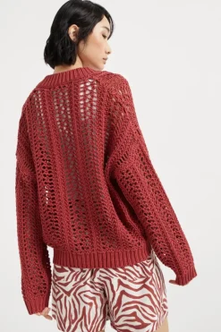 Cropped Rib Net Cardigan