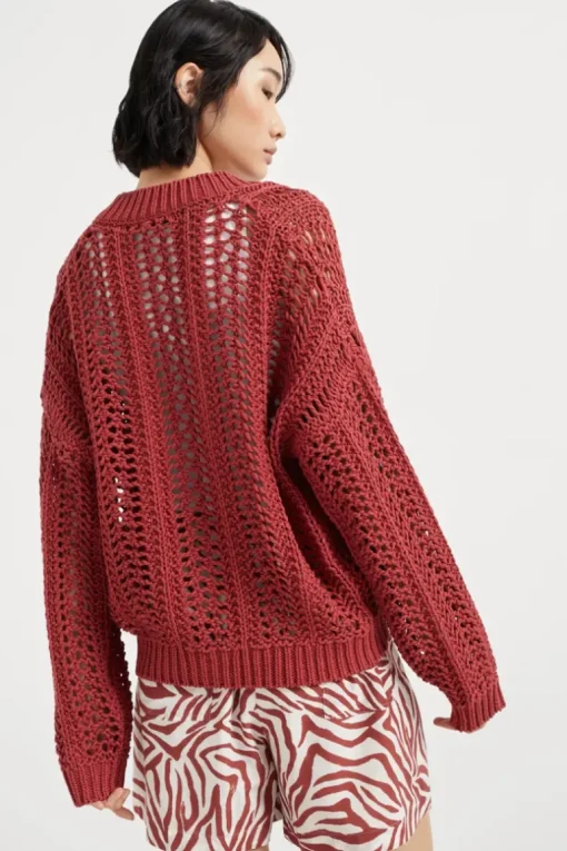 Cropped Rib Net Cardigan