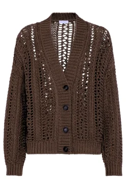 Cropped Rib Net Cardigan