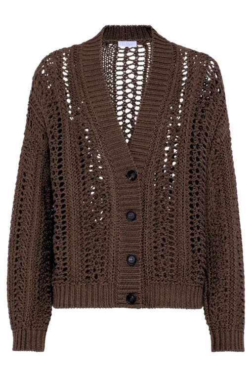 Cropped Rib Net Cardigan