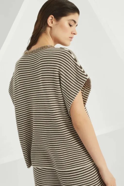 Dazzling Collar Striped Top