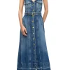 Denim Belt Midi Dress