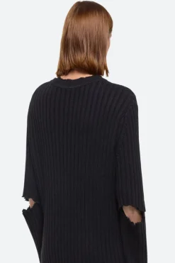 Distressed Ribbed Sweater