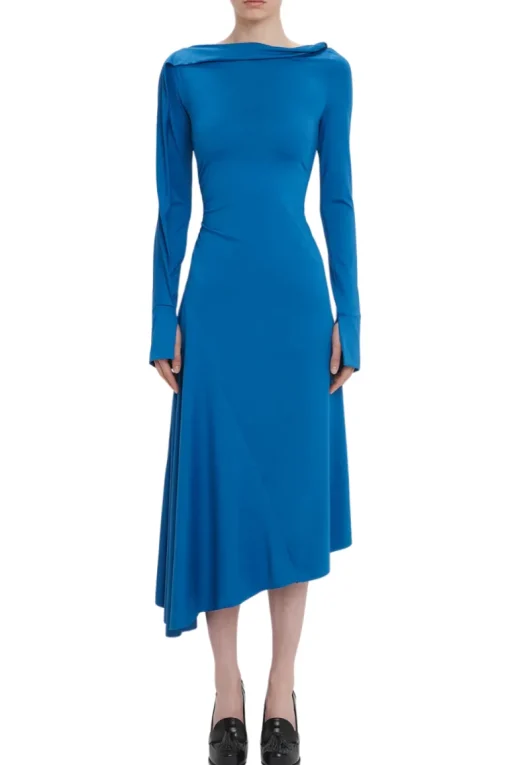 Draped Jersey Midi Dress