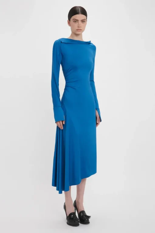 Draped Jersey Midi Dress
