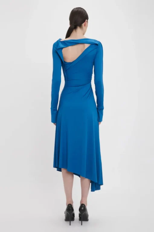 Draped Jersey Midi Dress