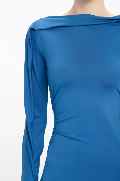 Draped Jersey Midi Dress