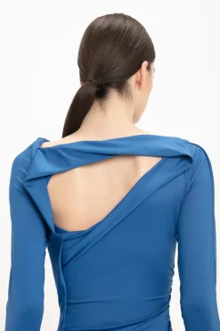 Draped Jersey Midi Dress