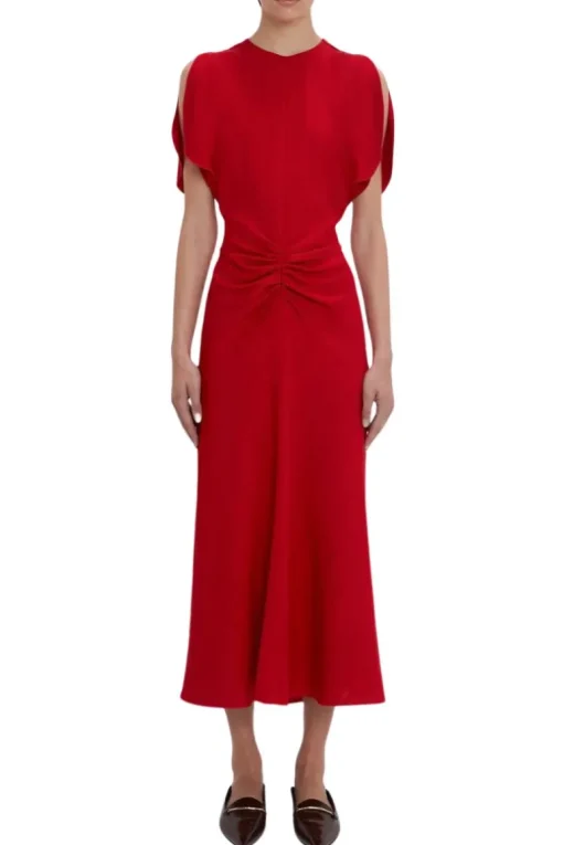 Exclusive Gathered Waist Midi Dress