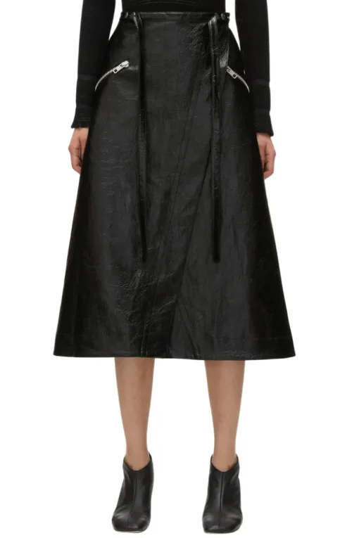 Faux Leather Moto Wrap Skirt