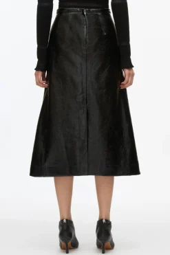 Faux Leather Moto Wrap Skirt