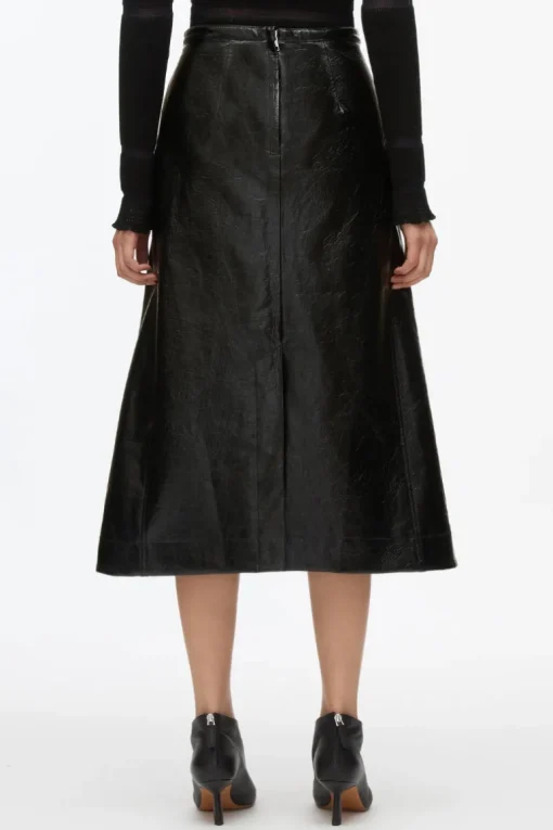 Faux Leather Moto Wrap Skirt