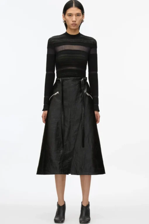 Faux Leather Moto Wrap Skirt