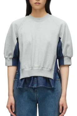 French Terry Denim Combo Top