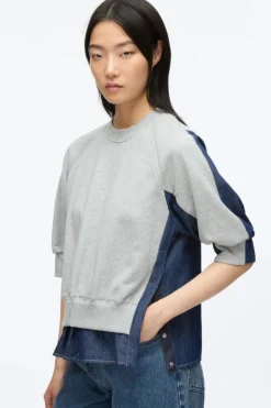 French Terry Denim Combo Top