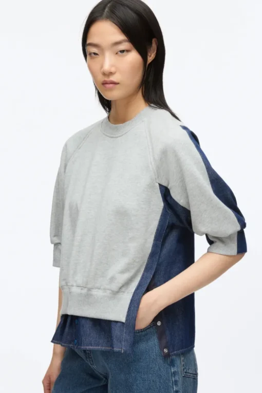 French Terry Denim Combo Top