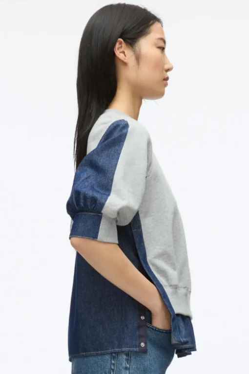 French Terry Denim Combo Top