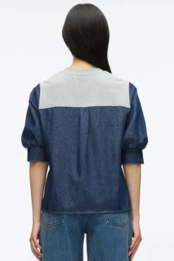 French Terry Denim Combo Top