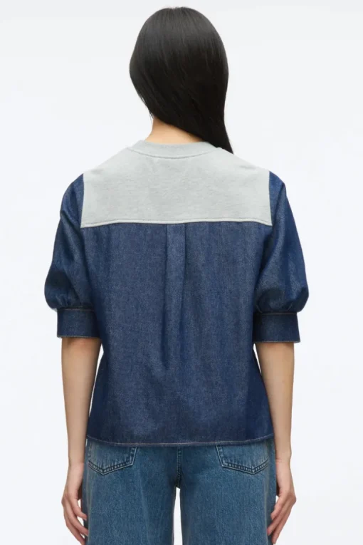French Terry Denim Combo Top